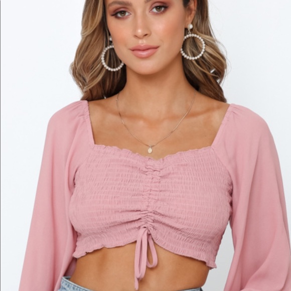 Long sleeve ruched crop top - Picture 2 of 2